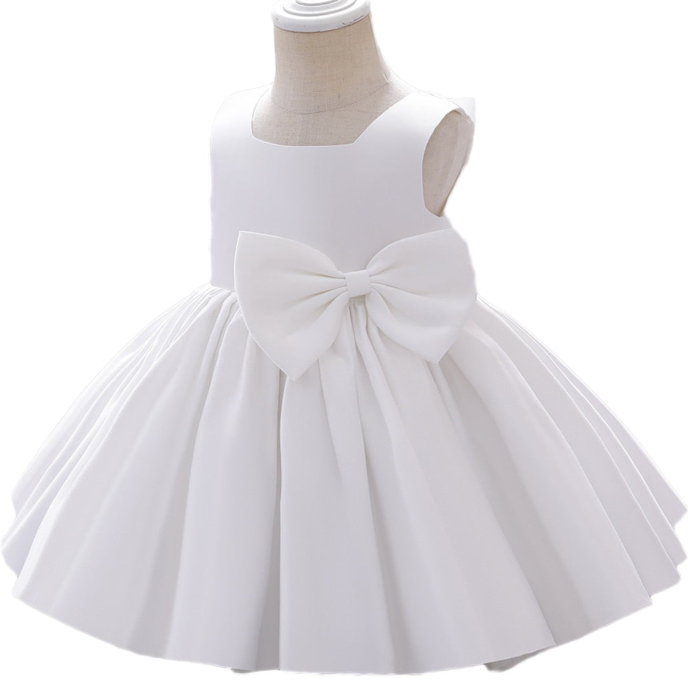 Kid's Polyester Square Neck Sleeveless Princess Wedding Dress