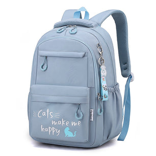 Kid's Girl Nylon Letter Pattern Zipper Closure School Backpack