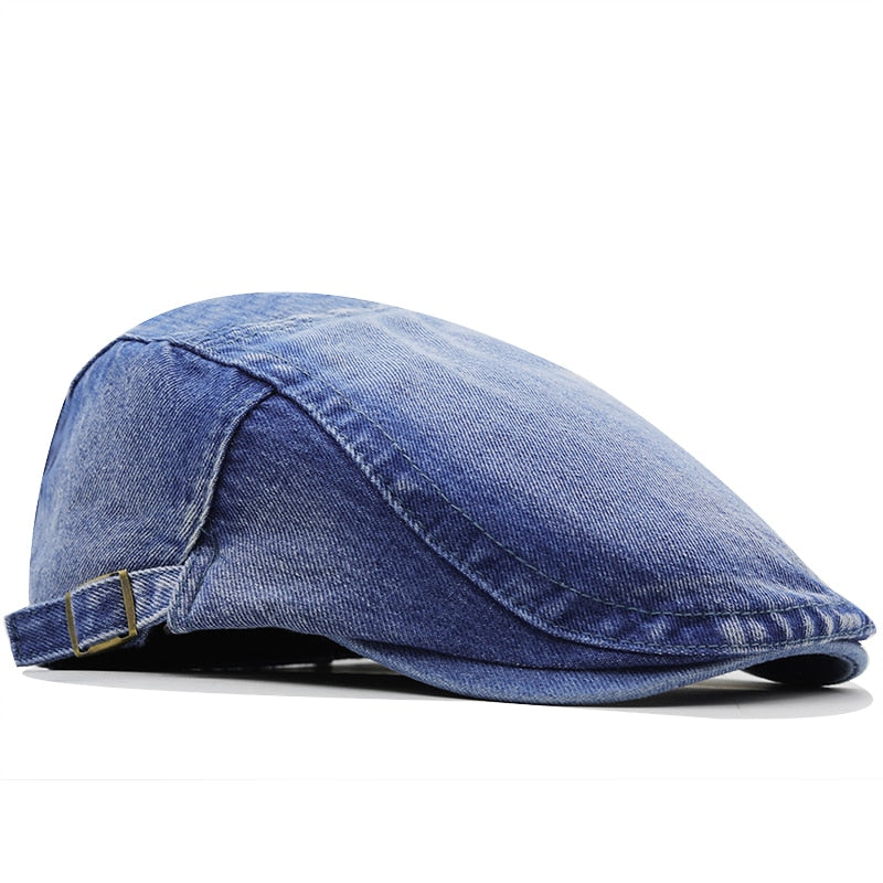 Men's Denim Adjustable Plain Pattern Casual Wear Trendy Caps