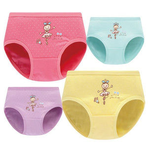 Kid's Girls 4Pcs Cotton Breathable Cartoon Pattern Casual Panties