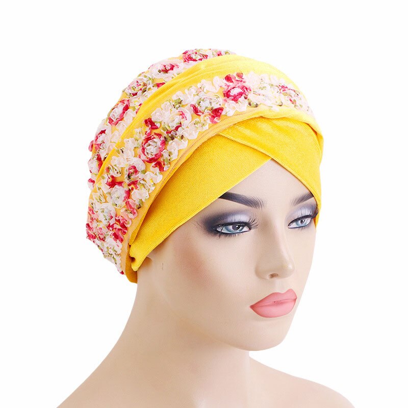 Women's Arabian Polyester Headwear Flower Hijabs