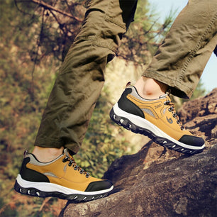 Men's Round Toe PU Breathable Lace-Up Outdoor Casual Wear Shoes