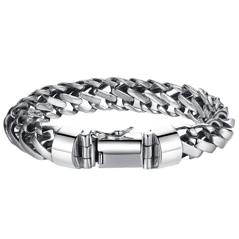 Men's 100% 925 Sterling Silver Geometric Pattern Classic Bracelet