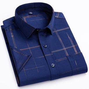 Men's Polyester Turndown Collar Short Sleeve Casual Wear Shirt