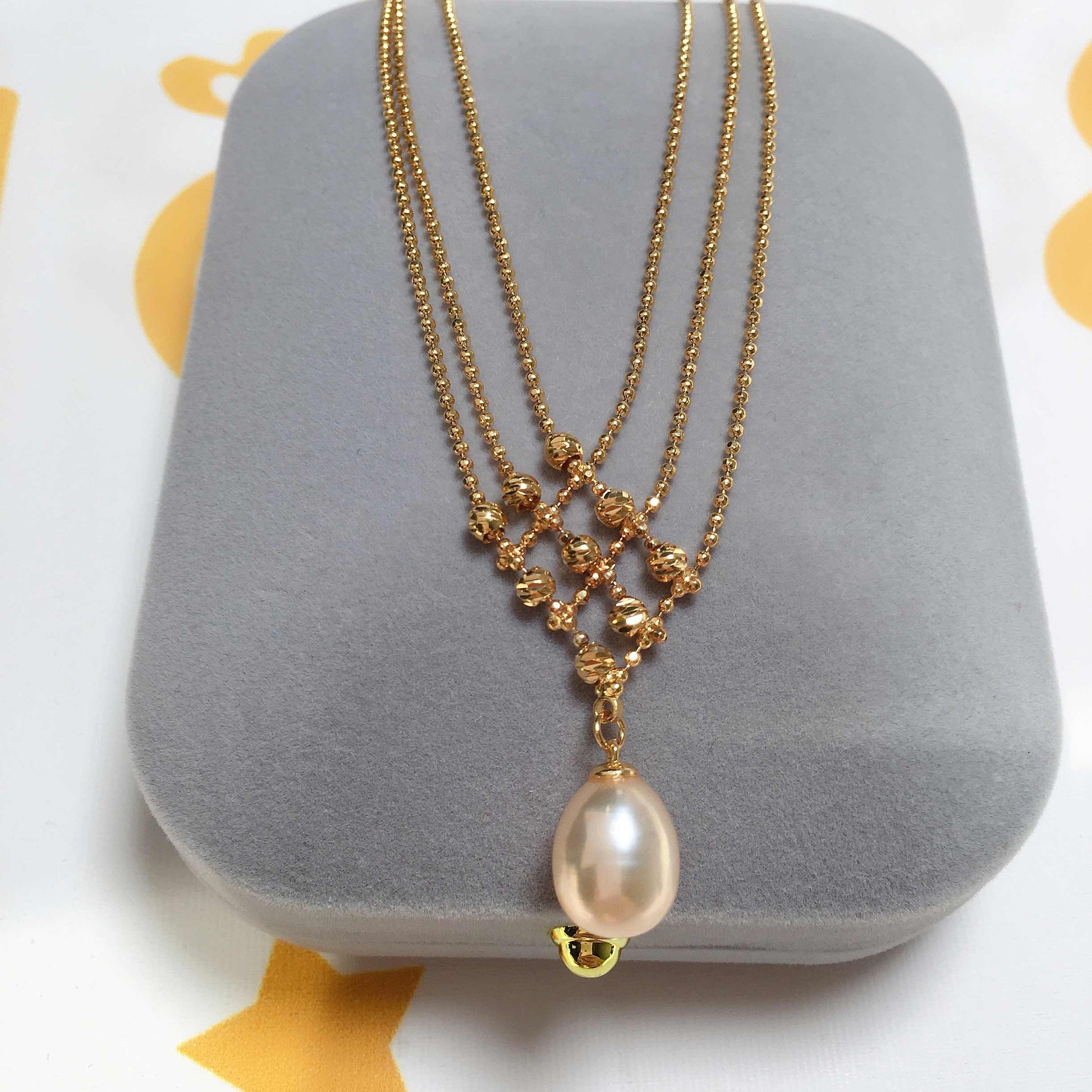 Women's Gold Filled Freshwater Pearl Trendy Water Drop Necklace