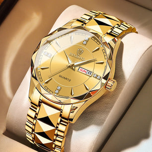 Men's Stainless Steel Push Button Hidden Clasp Mechanical Watches