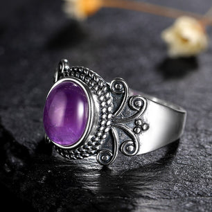 Women's 100% 925 Sterling Silver Amethyst Channel Setting Ring