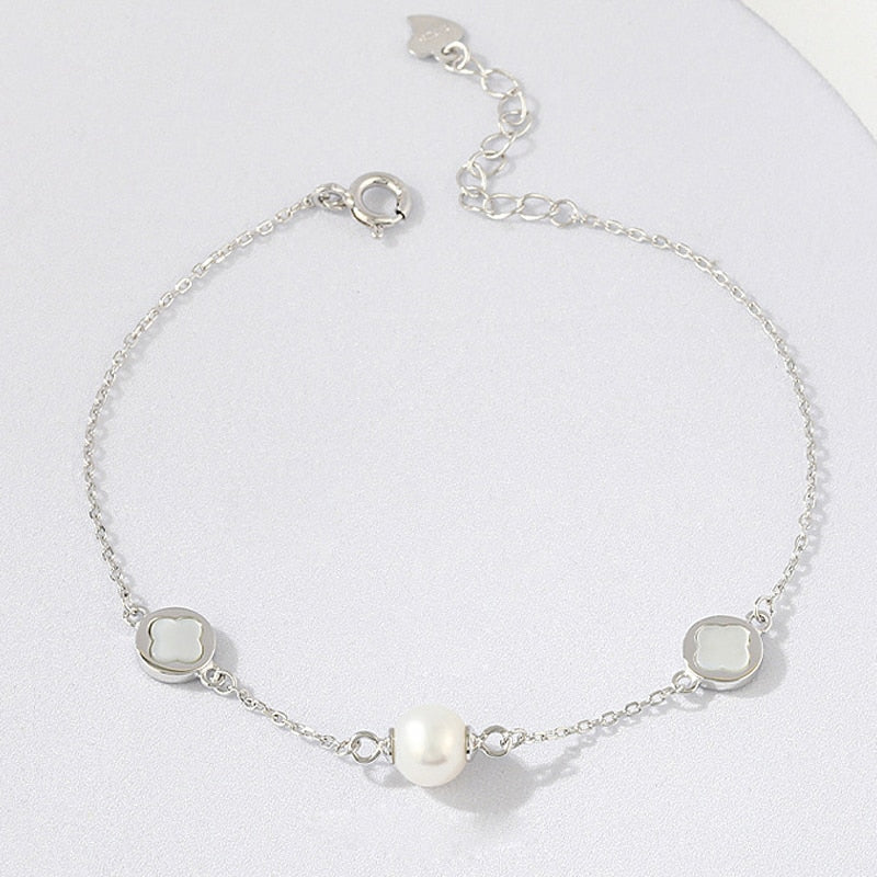 Women's 100% 925 Sterling Silver Freshwater Pearl Classic Bracelet