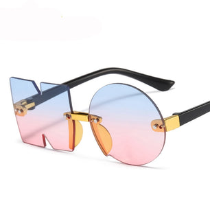 Kid's Resin Frame Gradient Rimless Sunshades Round Sunglasses