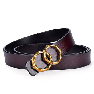 Women's Split Leather Solid Pattern Strap Elegant Casual Belts