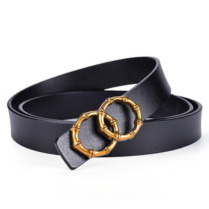 Women's Split Leather Solid Pattern Strap Elegant Casual Belts