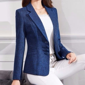 Women's Turn-Down Collar Single Breasted Slim Casual Blazer