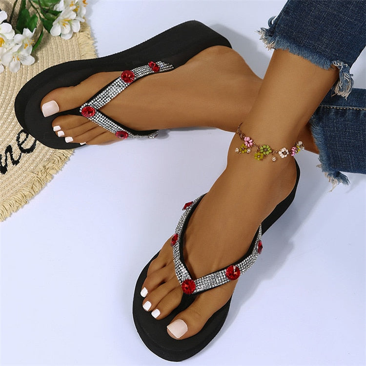 Women's Round Toe PU Non-Slip Flip-Flops Flat Trendy Slippers