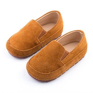 Kid's Genuine Leather Round Toe Slip-On Closure Solid Shoes