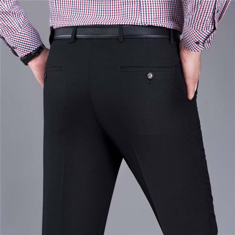 Men's Polyester Zipper Fly Closure Full Length Formal Wear Pants