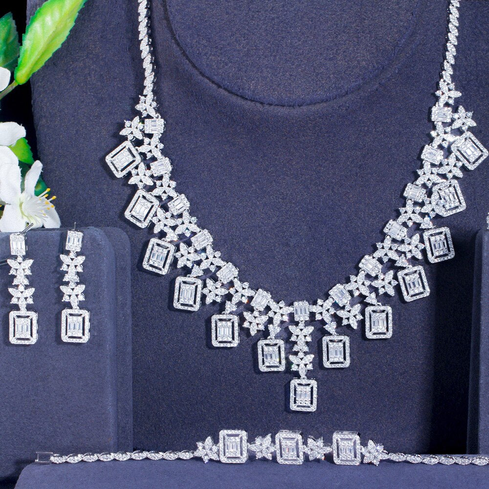 Women's Copper Cubic Zirconia Classic Bridal Wedding Jewelry Sets