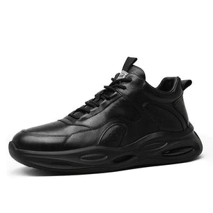 Men's Genuine Leather Round Toe Lace-up Closure Sports Sneakers