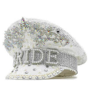 Women's Cotton Rhinestone Pattern Formal Wear Luxury Hats