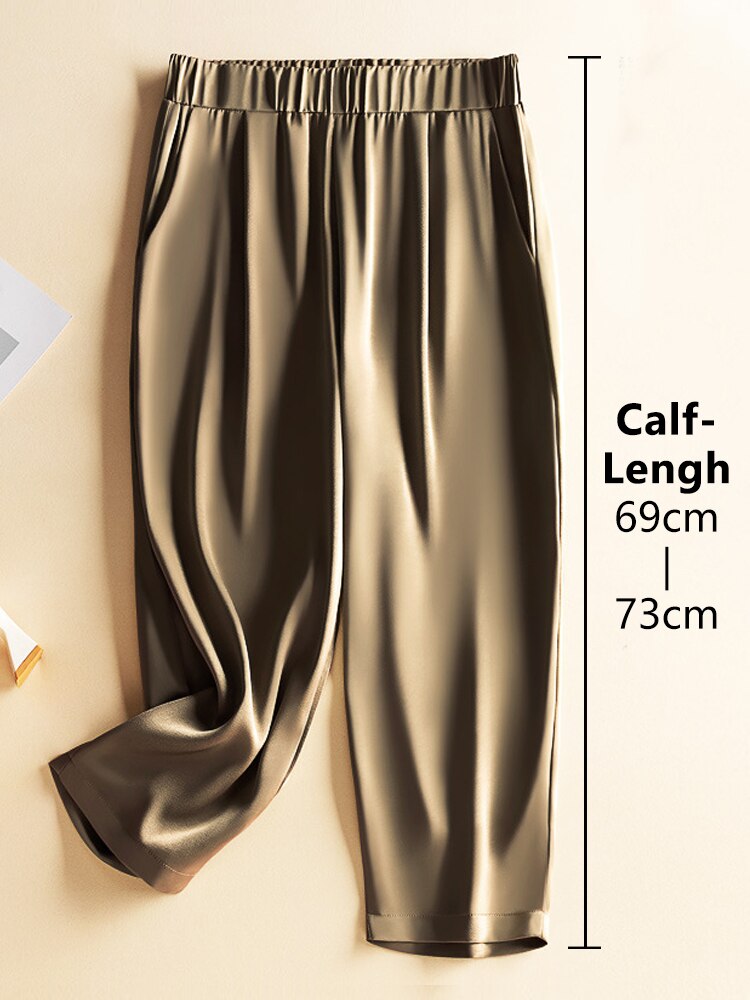 Women's Polyester Elastic Waist Closure High Waist Trousers