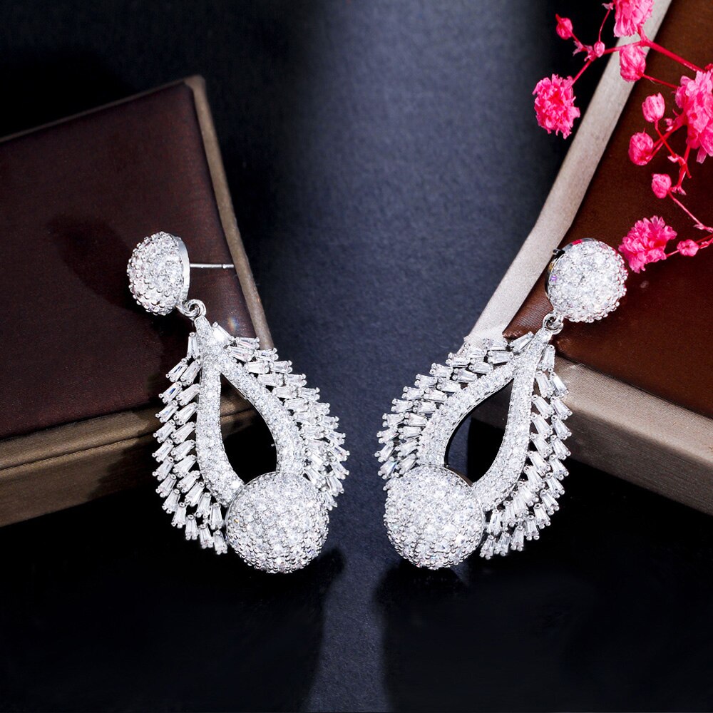 Women's Copper Cubic Zirconia Classic Water Drop Party Earrings