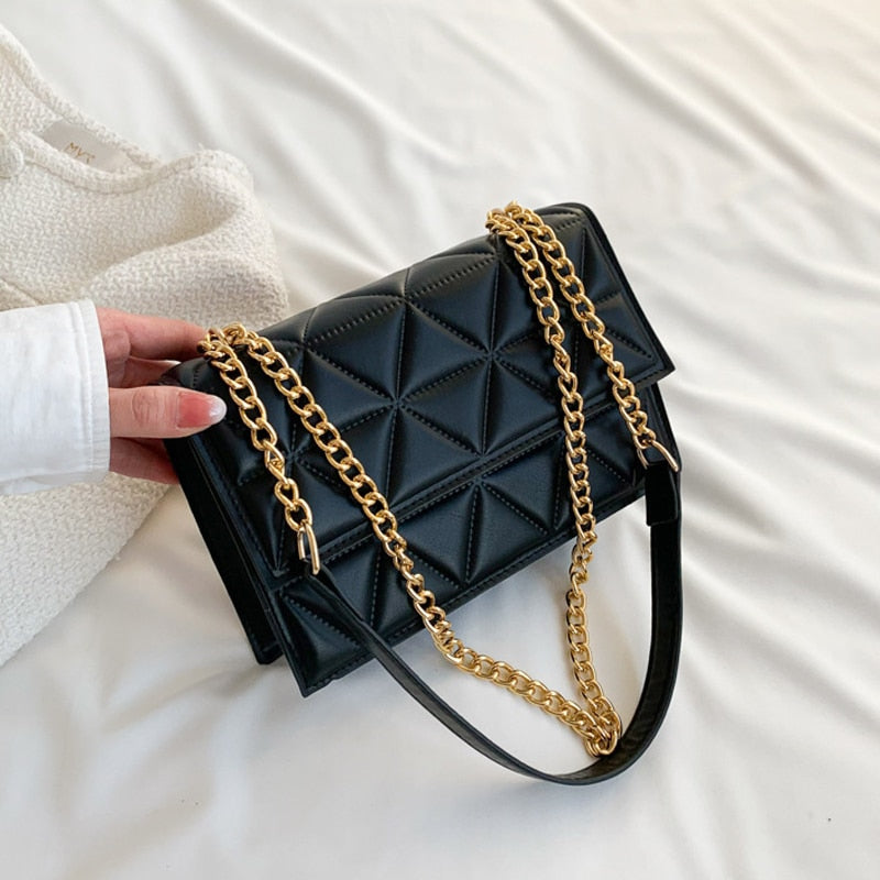 Women's PU Leather Cover Closure Geometric Pattern Shoulder Bag