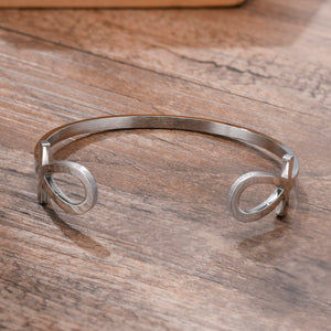 Men's Stainless Steel Round Pattern Ethnic Anka Bangle Bracelet