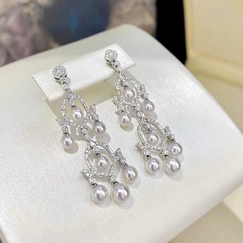 Women's 100% 925 Sterling Silver Water Drop Pearl Stud Earrings