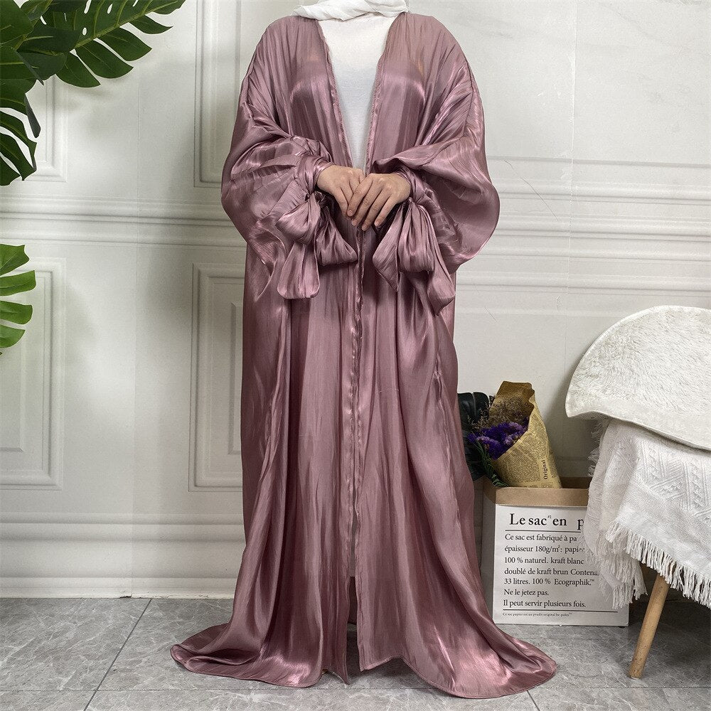 Women's Arabian Polyester Full Sleeve Elegant Trendy Open Abaya