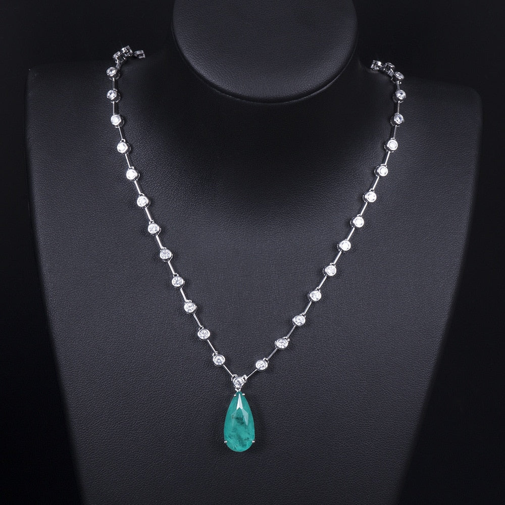 Women's Copper Cubic Zirconia Water Drop Stone Trendy Necklaces