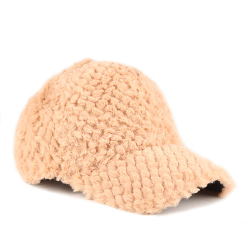 Women's Fur Solid Pattern Elegant Trendy Casual Wear Baseball Cap