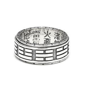 Men's 100% 925 Sterling Silver Round Pattern Punk Engraved Ring