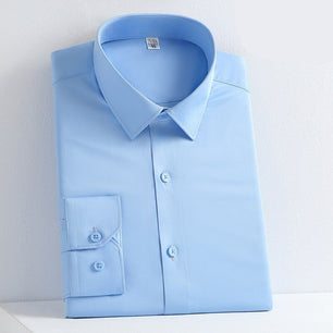 Men's Polyester Single Breasted Full Sleeves Solid Pattern Shirt