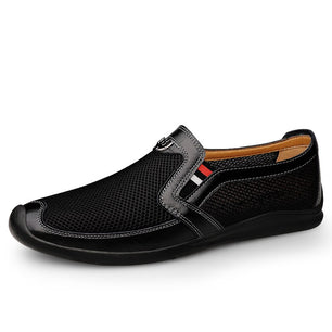 Men's Genuine Leather Pointed Toe Slip-On Closure Casual Shoes