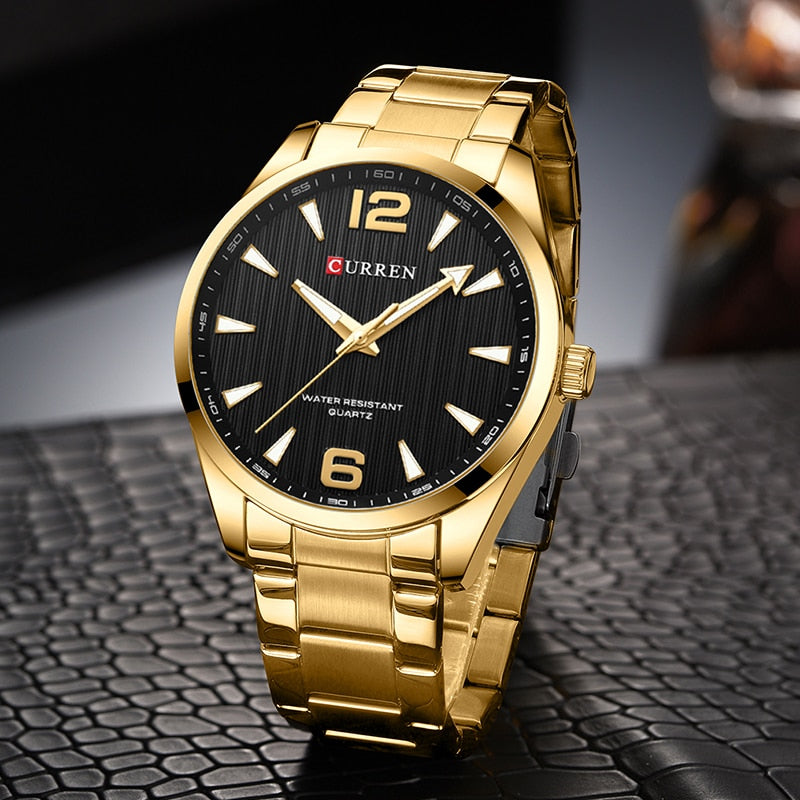 Men's Hardlex Bracelet Clasp Mechanical Round Pattern Watches