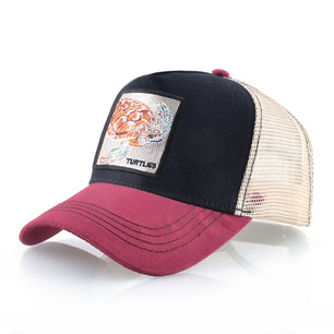 Men's Cotton Back Strap Baseball Animal Pattern Outdoor Mesh Cap