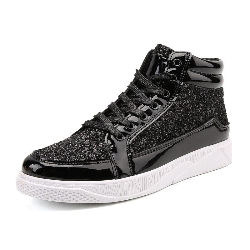 Women's PU High Top Lace-Up Closure Formal Wear Sequins Sneakers