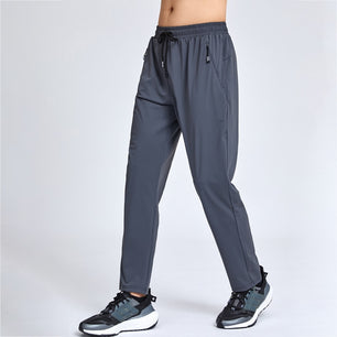 Men's Polyester Drawstring Closure Fitness Sports Wear Trousers