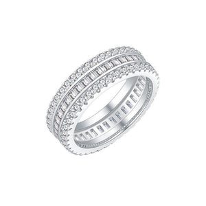 Women's 100% 925 Sterling Silver Irregular Zirconia Wedding Ring