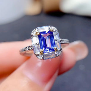 Women's 100% 925 Sterling Silver Natural Tanzanite Luxury Ring