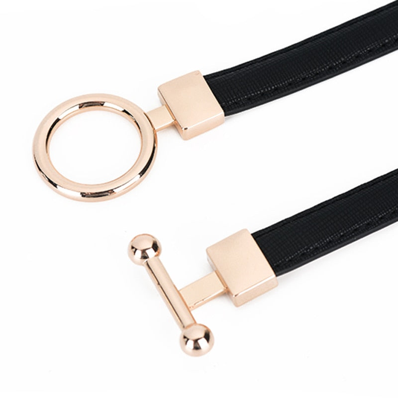 Women's PU Leather Alloy Buckle Thin Adjustable Trendy Belts