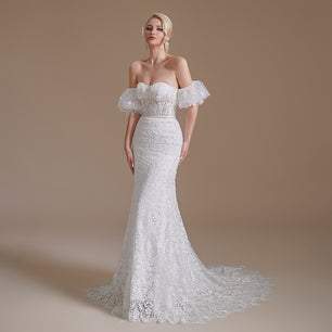 Women's Sweetheart Neck Off-Shoulder Lace-Up Wedding Dress