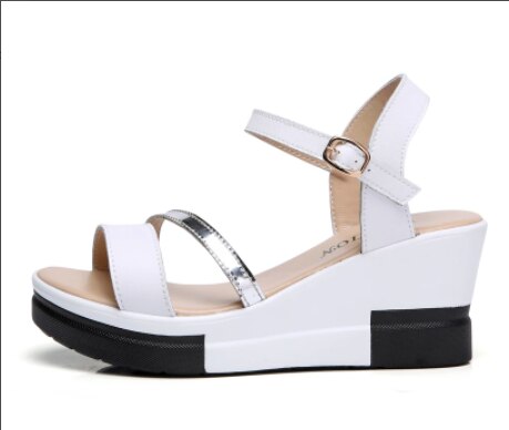 Women's Split Leather Open Toe Ankle Strap Solid Modern Sandals