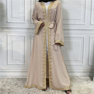 Women's Arabian Polyester Full Sleeve Embroidery Open Abaya