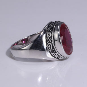 Men's 100% 925 Sterling Silver Zircon Vintage Oval Pattern Ring