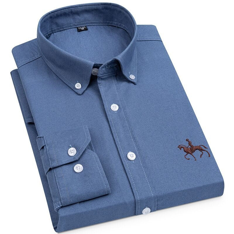 Men's 100% Cotton Single Breasted Plain Pattern Formal Shirt