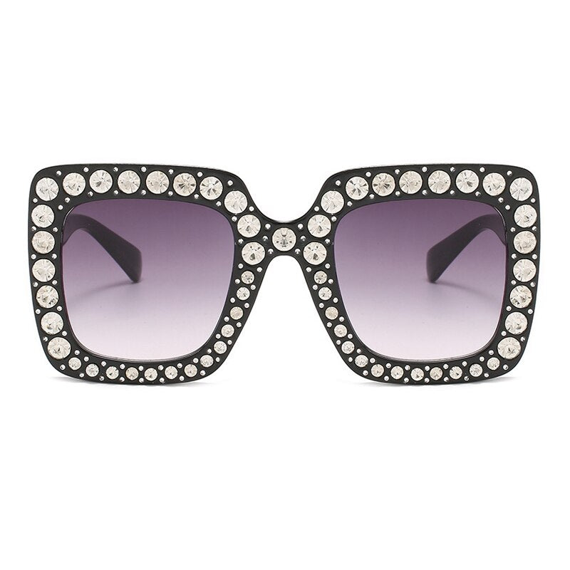 Kid's Plastic Frame Retro Rhinestone Oversized Square Sunglasses