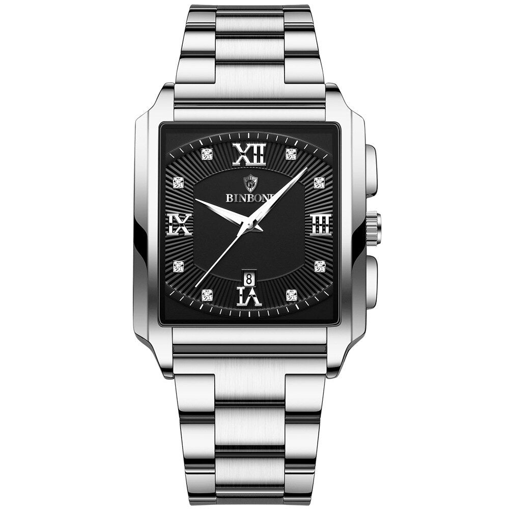 Men's Stainless Steel Automatic Waterproof Rectangle Watches