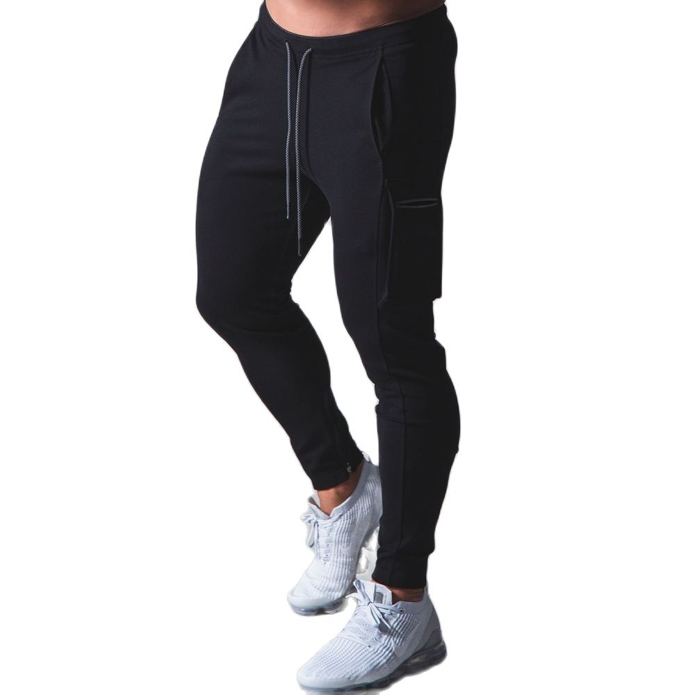 Men's Polyester Drawstring Closure Fitness Sport Wear Gym Trouser