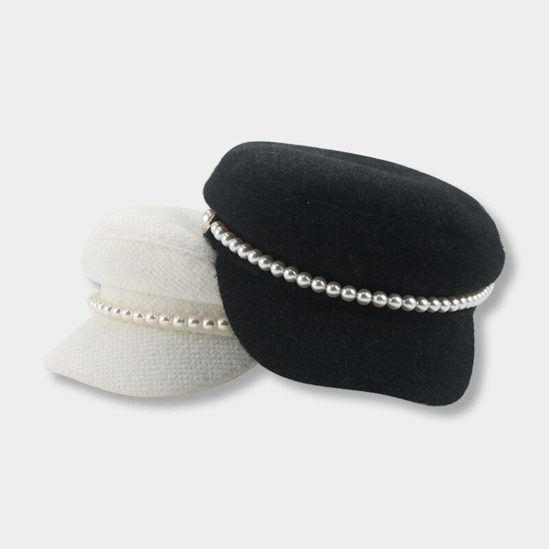 Women's Acrylic Pearl Fashionable Winter Military Luxury Hat