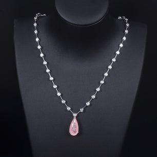 Women's Copper Cubic Zirconia Water Drop Stone Trendy Necklaces